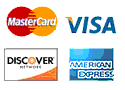 We accept Visa, Mastercard, and Discover