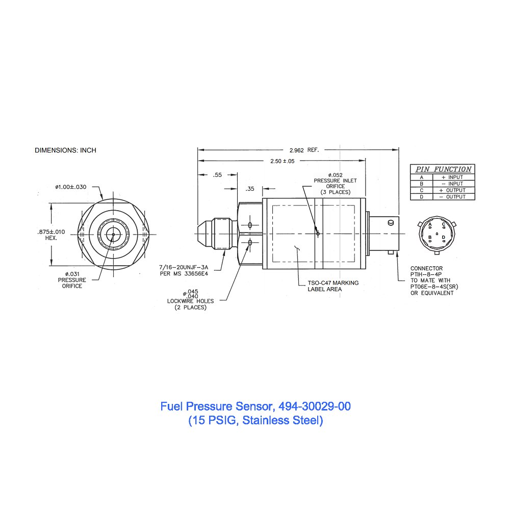 Picture of Fuel Pressure Sensor, 15PSIG, Picture 1