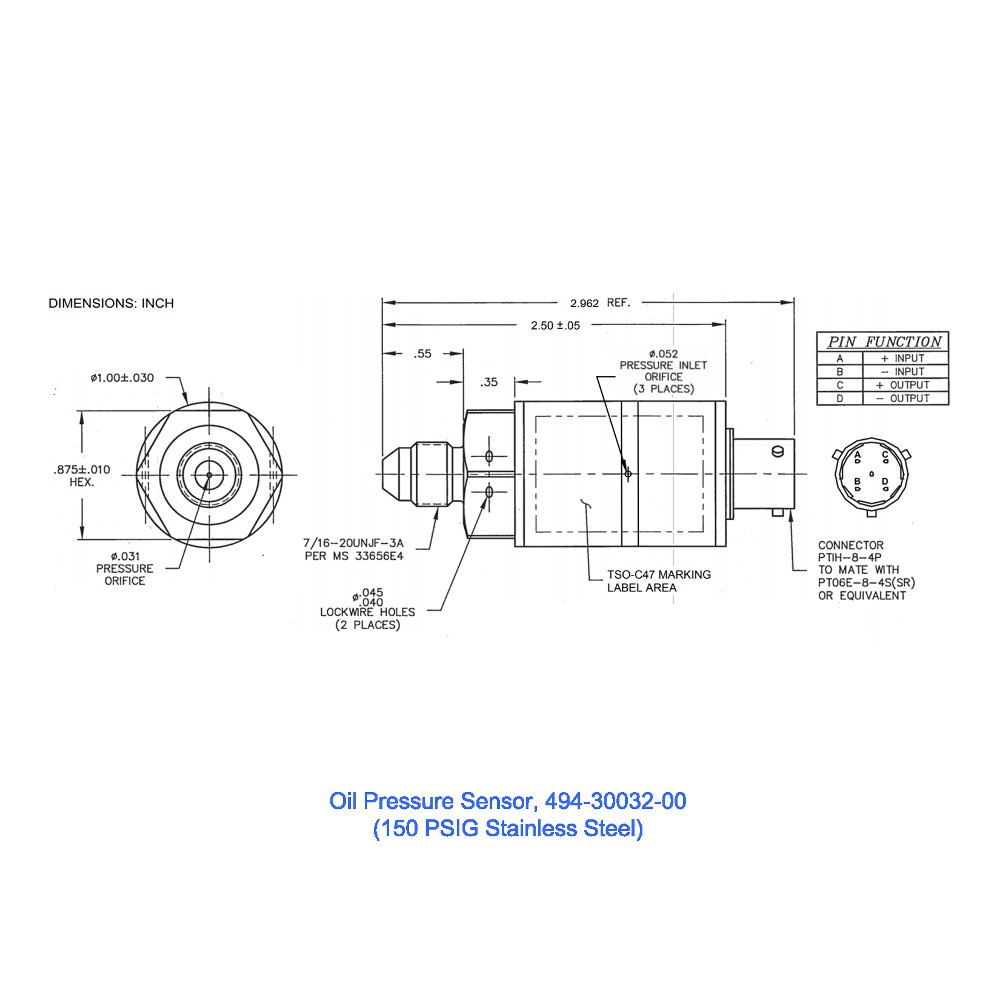Picture of Oil Pressure Sensor, 150 PSIG