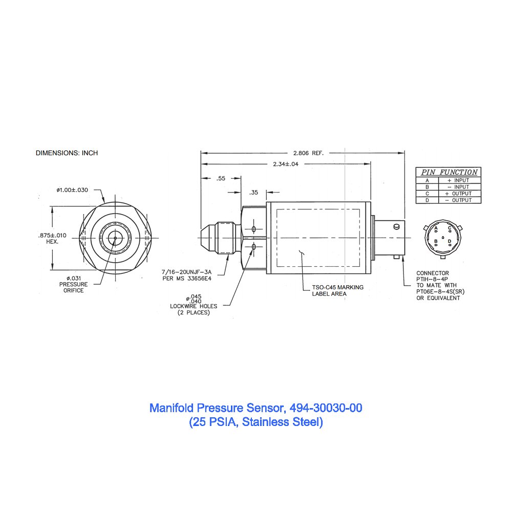 Picture of Manifold Pressure Sensor, 25 PSIA, Picture 1