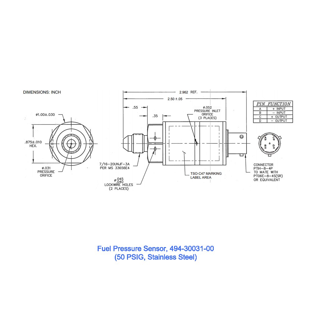 Picture of Fuel Pressure Sensor, 50 PSIG